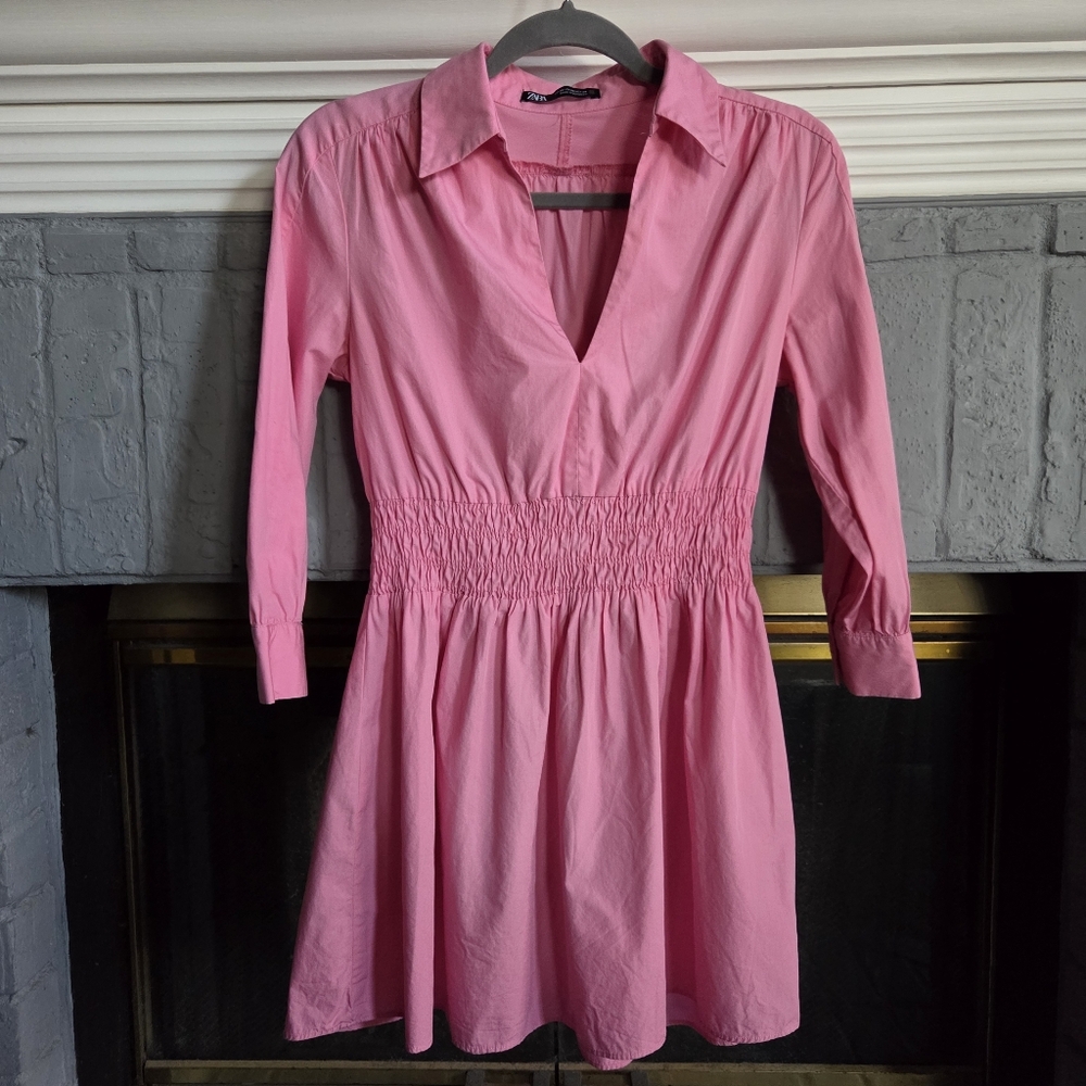 Zara Pink Cotton Mini Dress XS